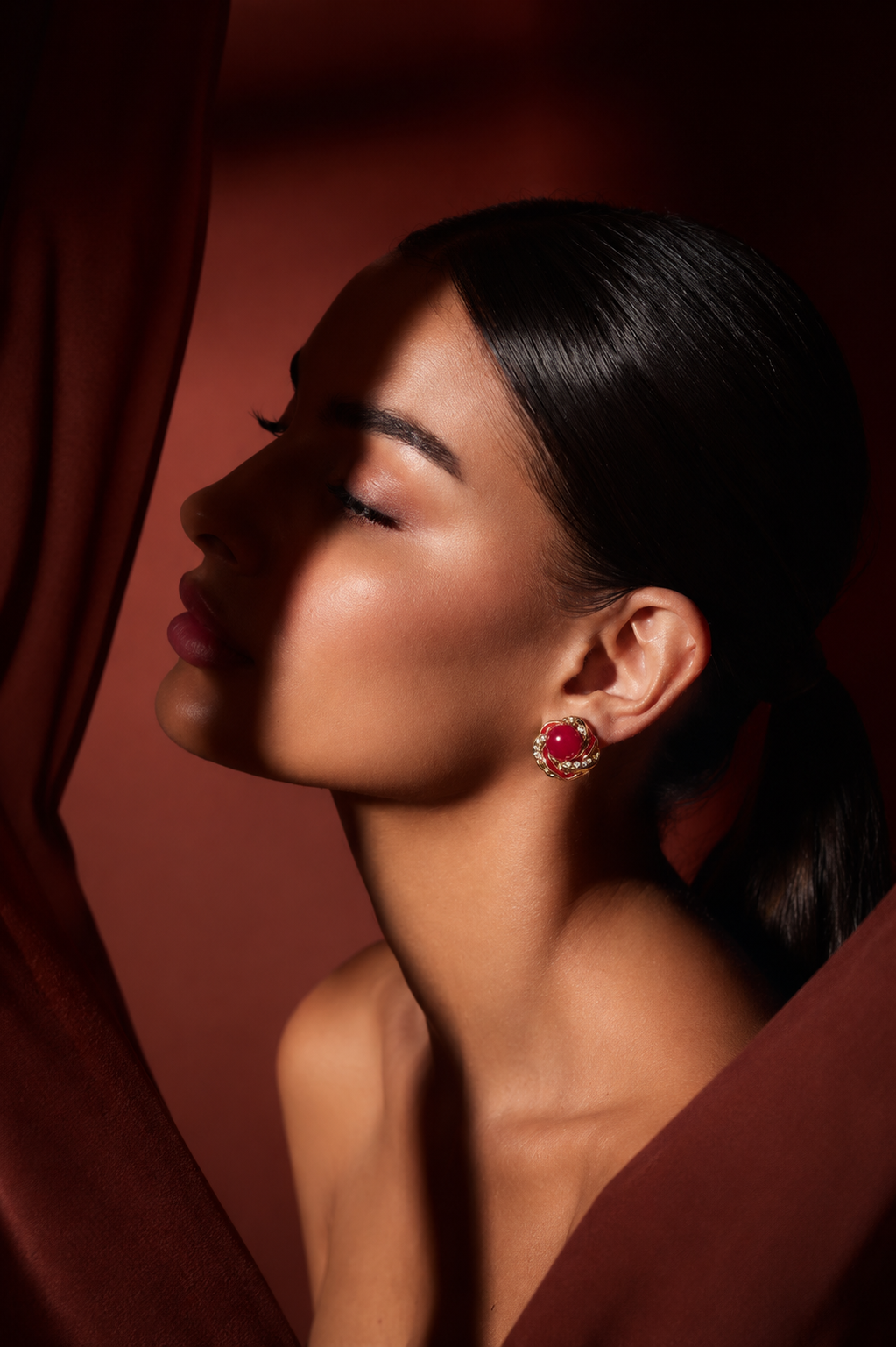 Rosé Ruby Stud Earrings