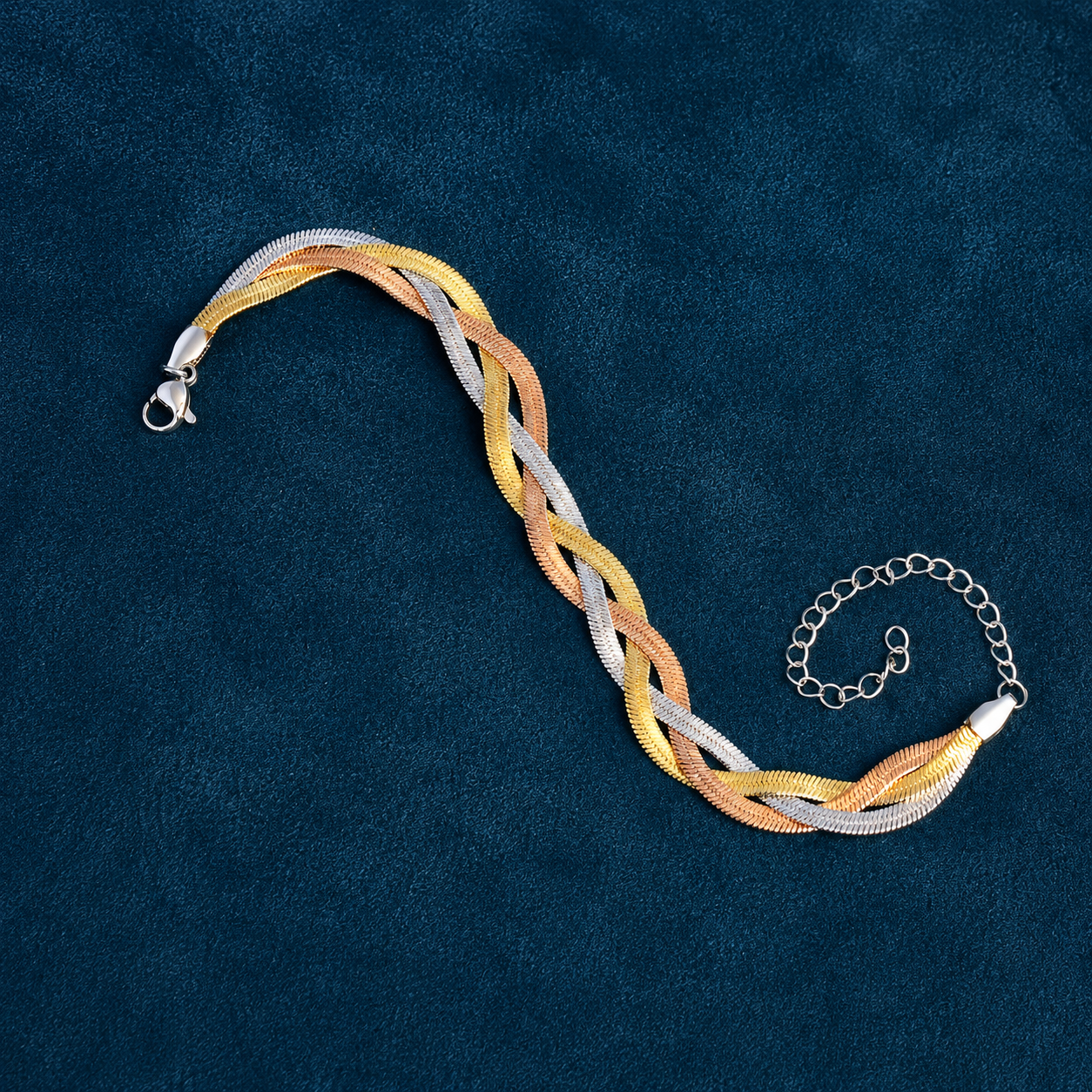 Tritone Braided Herringbone Bracelet