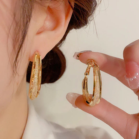 Gold Glitter Hoop Earrings – Chunky Crystal-Dusted Hoops
