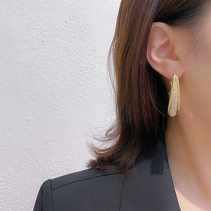 Gold Glitter Hoop Earrings – Chunky Crystal-Dusted Hoops