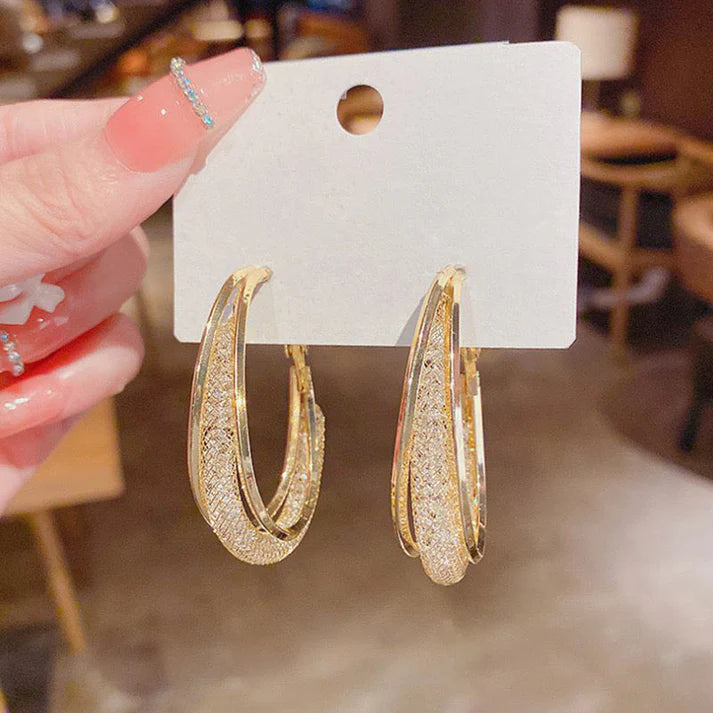 Gold Glitter Hoop Earrings – Chunky Crystal-Dusted Hoops
